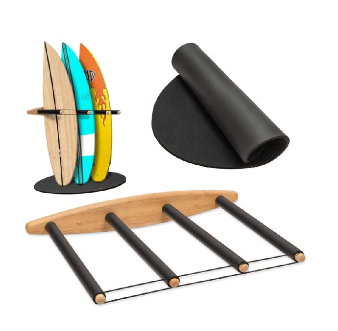 Vertical Wall Mounted 3 Surfboard Rack with Rubber Mat