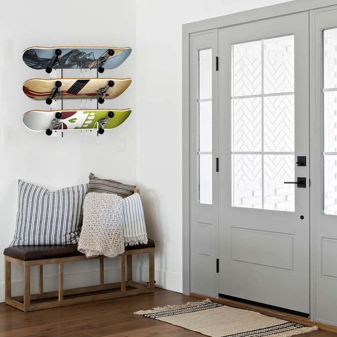 Acrylic 3 Skateboard Display Rack - Wall Mounted Horizontal Skateboard Rack